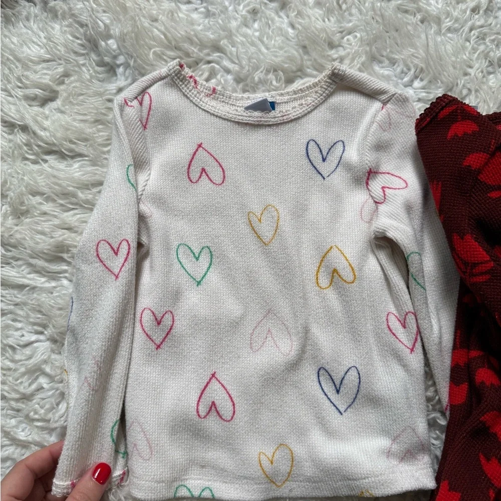 Red and White Kids Floral and Heart Tops